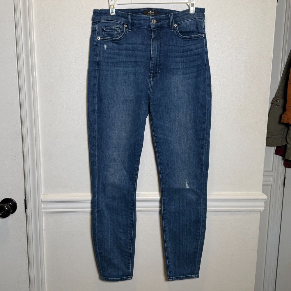7 For All Mankind Aubrey Skinny Jeans Women’s Blue Stretch Denim Mid Rise